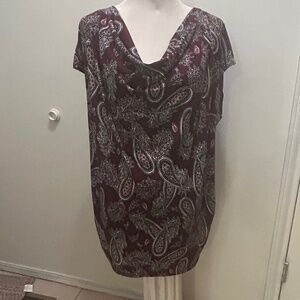 👻 Clearance LANE BRYANT Drape Neck Sleeveless Blouse Paisley Print plus 18-20 33
